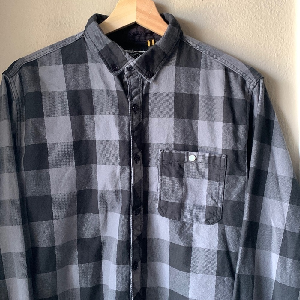 ZER ZABER Regular Fit Long Sleeve Gray Plaid Button Down Shirt